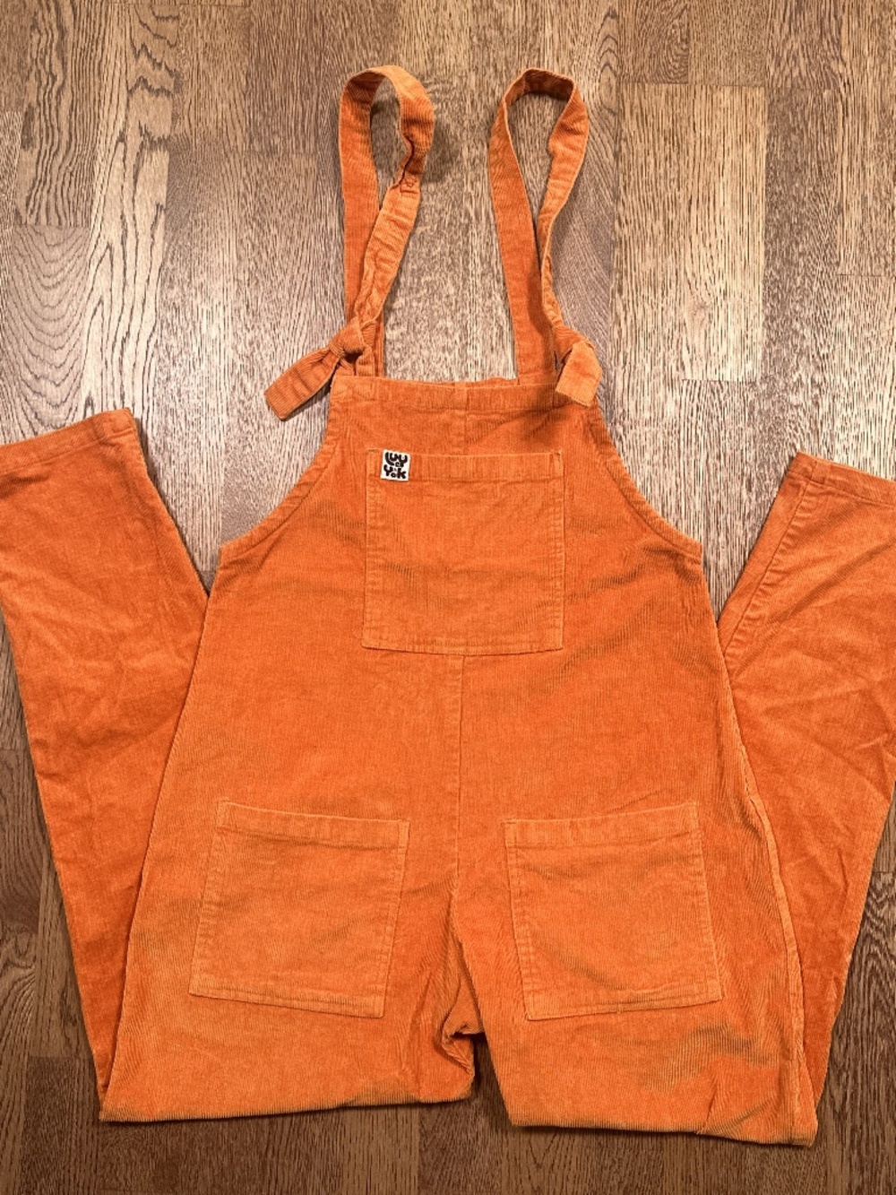 Lucy & Yak Organic Original Dungaree Corduroy Orange Overalls Womens 4 R